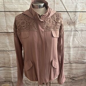 Blu Pepper Mauve Utility Jacket with Lace Detail